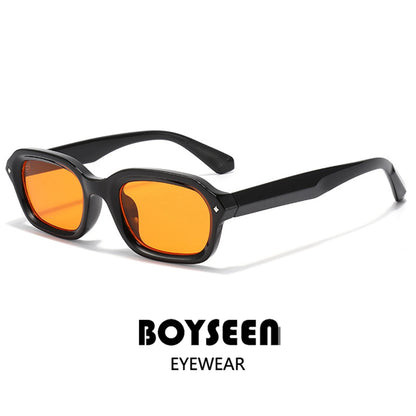 BOYSEEN Beach Sunglasses Man Summer Orange Sun Glasses UV400  Narrow frame square punk sunglasses show