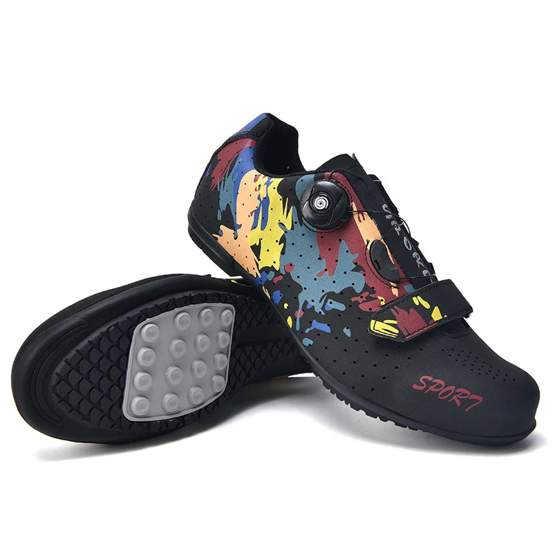 Zapatillas de ciclismo sin cierre para pedales planos, para hombre, zapatillas con calas para bicicleta, MTB, para mujer, transpirables, tipo bota para interior
