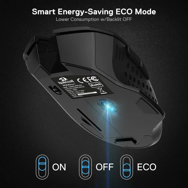 Ratón gaming inalámbrico Redragon M656 Gainer, 4000 DPI, ratón gamer inalámbrico 2.4Ghz con 5 niveles de DPI, 7 botones macro, retroiluminación LED roja