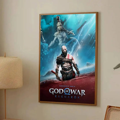 Game G-God Of War Poster Self-adhesive Art Room Entrance Restaurant Wall Decor Art Painting