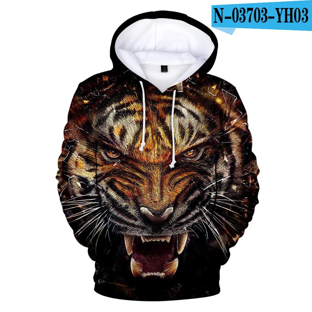 Classic Dolphins tigers wolves galloping horses animal 3D Print Hoodies Long Sleeve Sweatshirts Adult/Child Casual Pullovers
