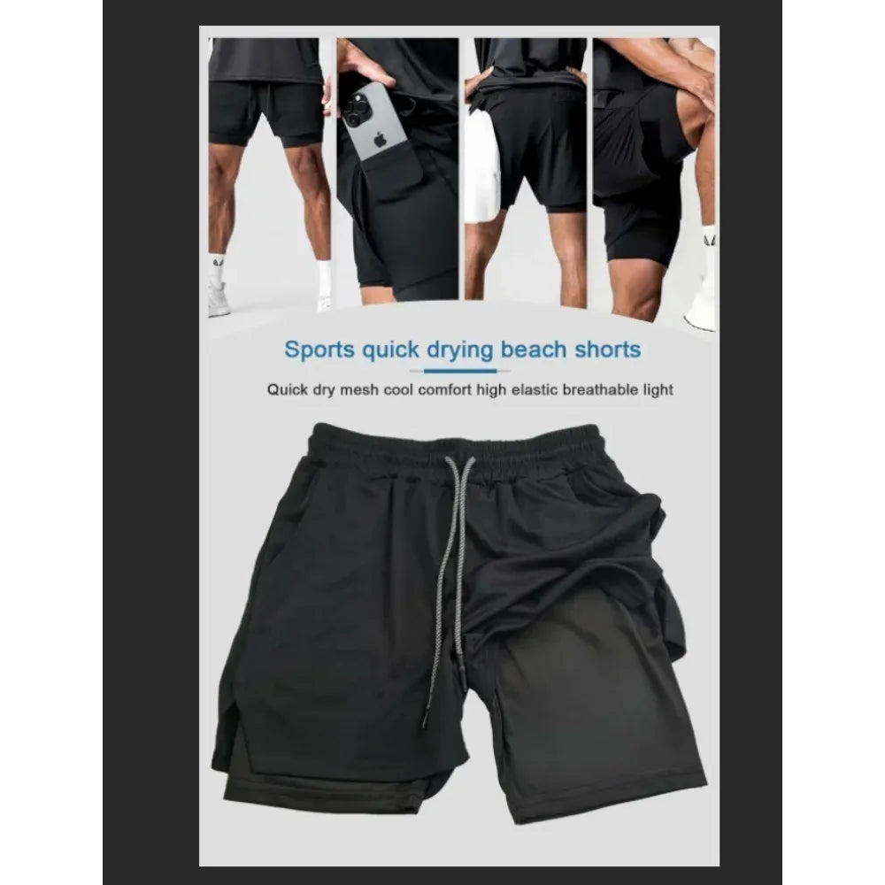 Dragon Ball Anime Peripheral GOKU Vegeta Printed Sports Double-layer Shorts 2025 American Men's Summer Loose Breathable Pants
