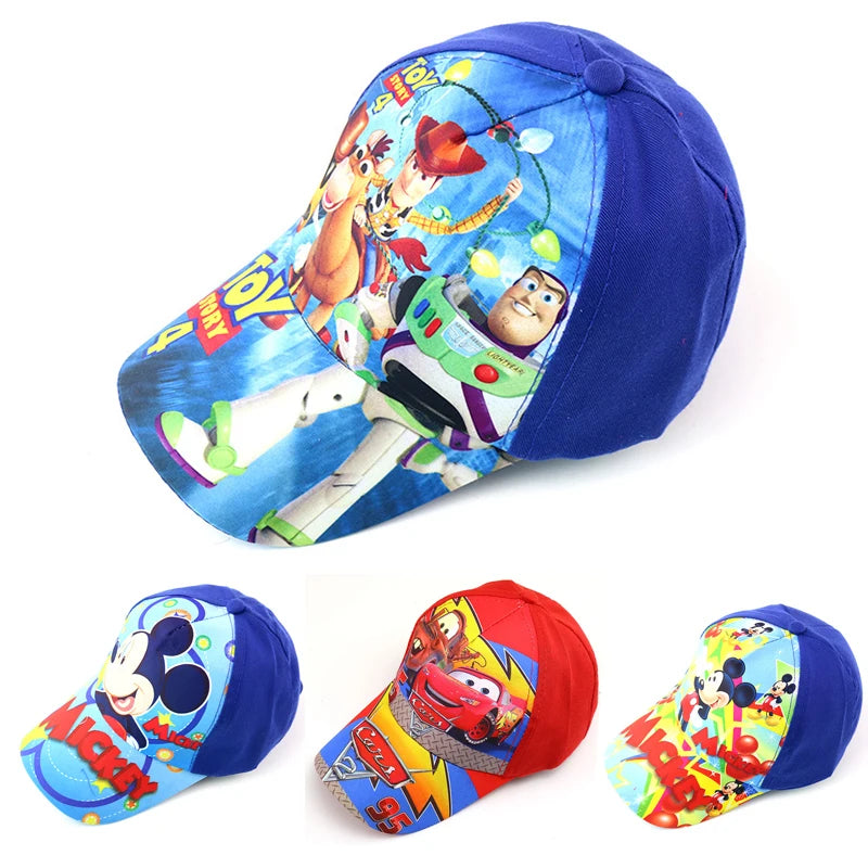 Disney Toy Story Cars Mickey Mouse Polycotton Baseball Cap Boy Girl Animation Figure Cartoon Printed Peaked Cap Birthday Gifts