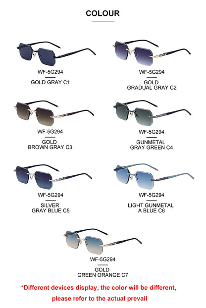 Square Rimless Punk Sunglasses Men 2026 Luxury Brand  Polygon Frameless Sun Glasses For Male Steampunk Driving Eyewear Shades