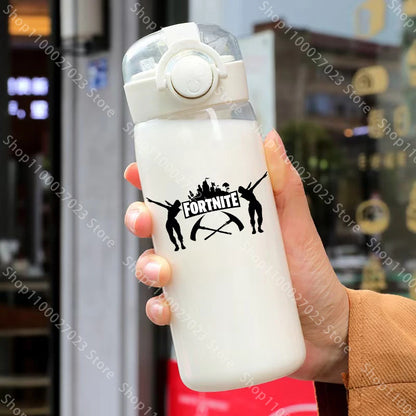 Vaso con pajita Fortnite de 400ML y 18CM para adultos, niños y niñas, vaso de agua bonito de dibujos animados para estudiantes, botella de agua resistente a caídas, regalo portátil