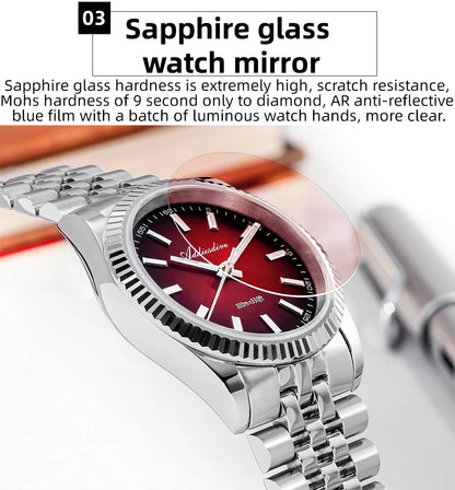 ADDIESDIVE Neue Herrenuhr AD2073, Saphirglas, 36mm, VH31 Sunburst Quarzuhr, 10Bar wasserdichte Taucheruhr, leuchtende Armbanduhr