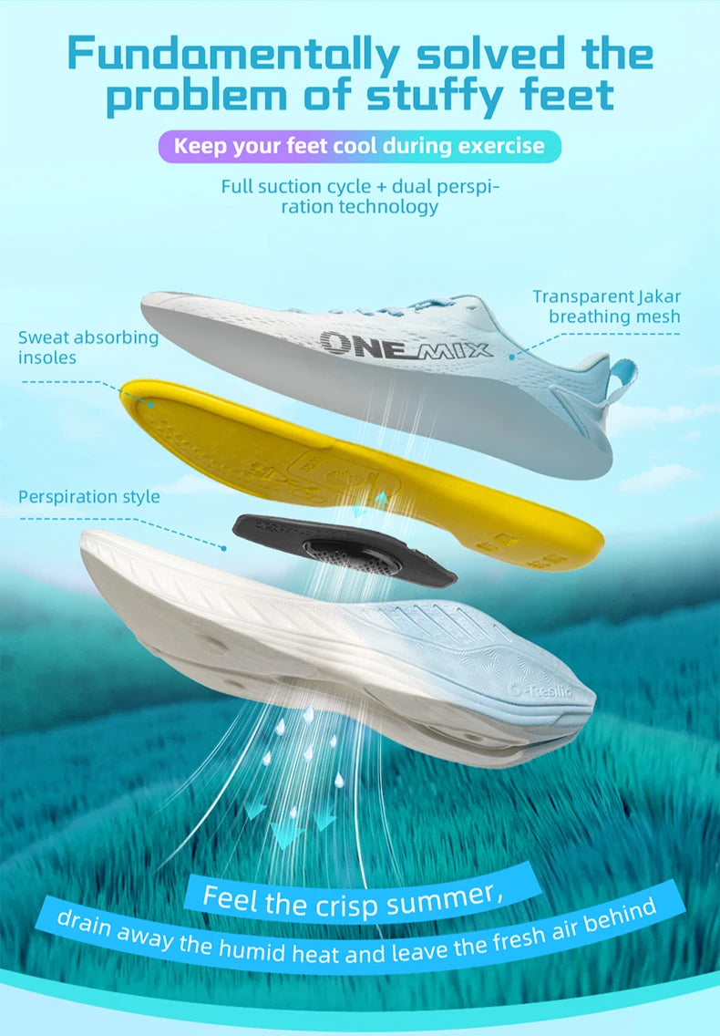ONEMIX lässige Laufschuhe, atmungsaktive Sommer-Joggingschuhe für Herren, leichte Damen-Fitnessschuhe, Outdoor-Sportschuhe für Männer mit Dämpfung