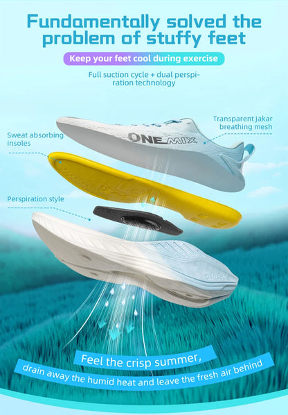 ONEMIX lässige Laufschuhe, atmungsaktive Sommer-Joggingschuhe für Herren, leichte Damen-Fitnessschuhe, Outdoor-Sportschuhe für Männer mit Dämpfung