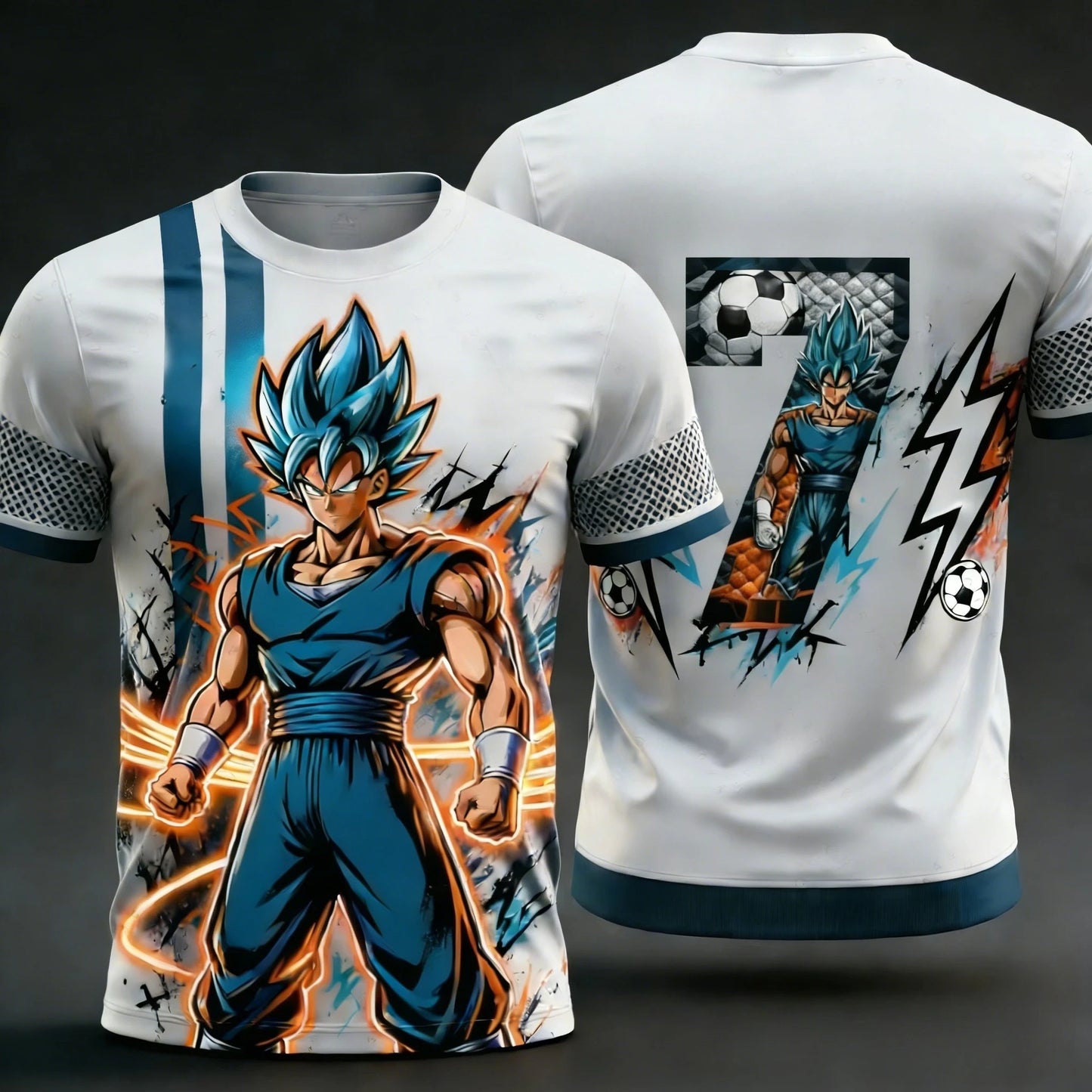 2026 Summer New Adult Men's Dragon Ball Goku 3D Printed Special Football Jersey Numbers 1 To 10 Kids Anime T-Shirt Unisex Y2k
