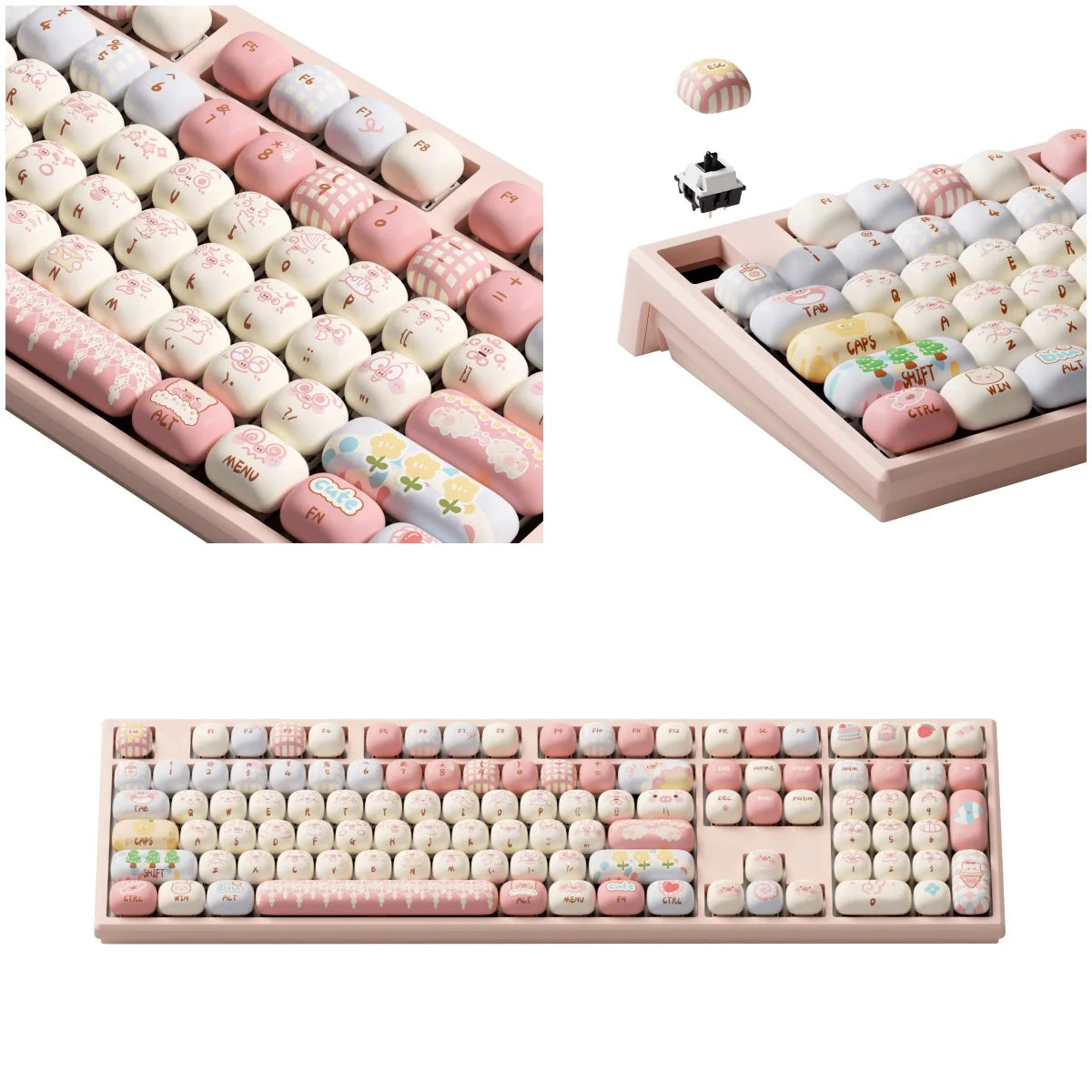 Akko MonsGeek MG108B Bun Wonderland kabellose mechanische Tastatur MOG-Profil RGB 108 Tasten Full Size Hot Swap USB / 2.4G / BT 5.0