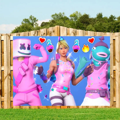 Anime Backdrop For Photo Studio Boys Baby Shower Happy Birthday Party Photography Hot Game F-Fortnite-ES Cool Background