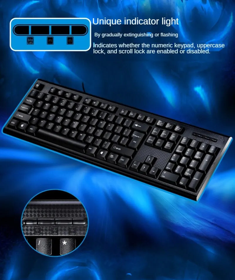 Q9 Einzelne Tastatur, USB-Square-Mouth-Anschluss, für Business, Büro und Zuhause, PS2-Rundanschluss, kabelgebunden, für Desktop-Computer