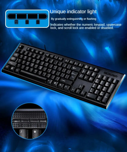 Q9 Einzeltastatur USB, quadratischer Anschluss, für Business, Büro und Zuhause, PS2-Rundanschluss, kabelgebunden, für Desktop-Computer