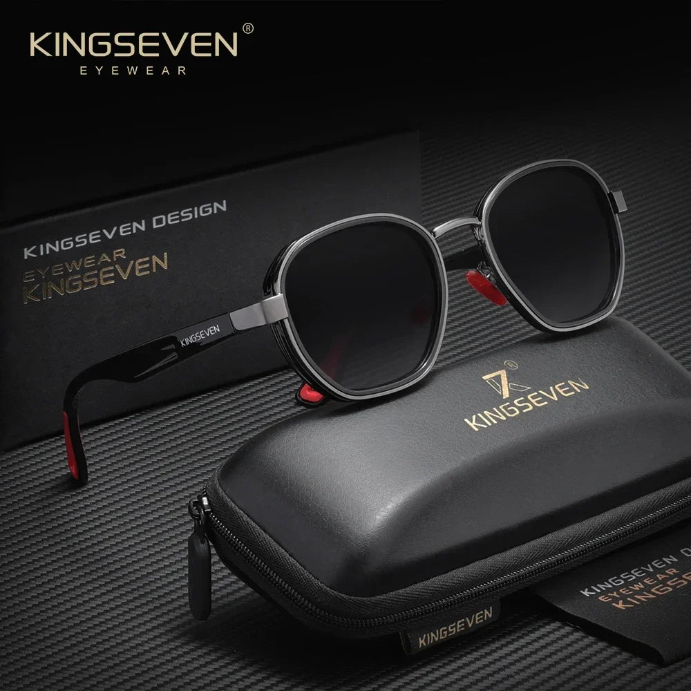 KINGSEVEN  Small Round Sunglasses Men Polarized Women Eyewear Retro Style Luxury Travel Glasses Shades UV400