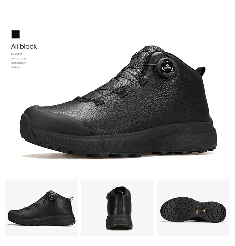 HUMTTO Lederschuhe für Herren Winter Camping Outdoor Herren-Sportschuhe Atmungsaktive Trekkingstiefel für Männer Rutschfeste Wandersneaker