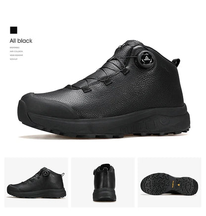 HUMTTO Lederschuhe für Herren Winter Camping Outdoor Herren-Sportschuhe Atmungsaktive Trekkingstiefel für Männer Rutschfeste Wandersneaker