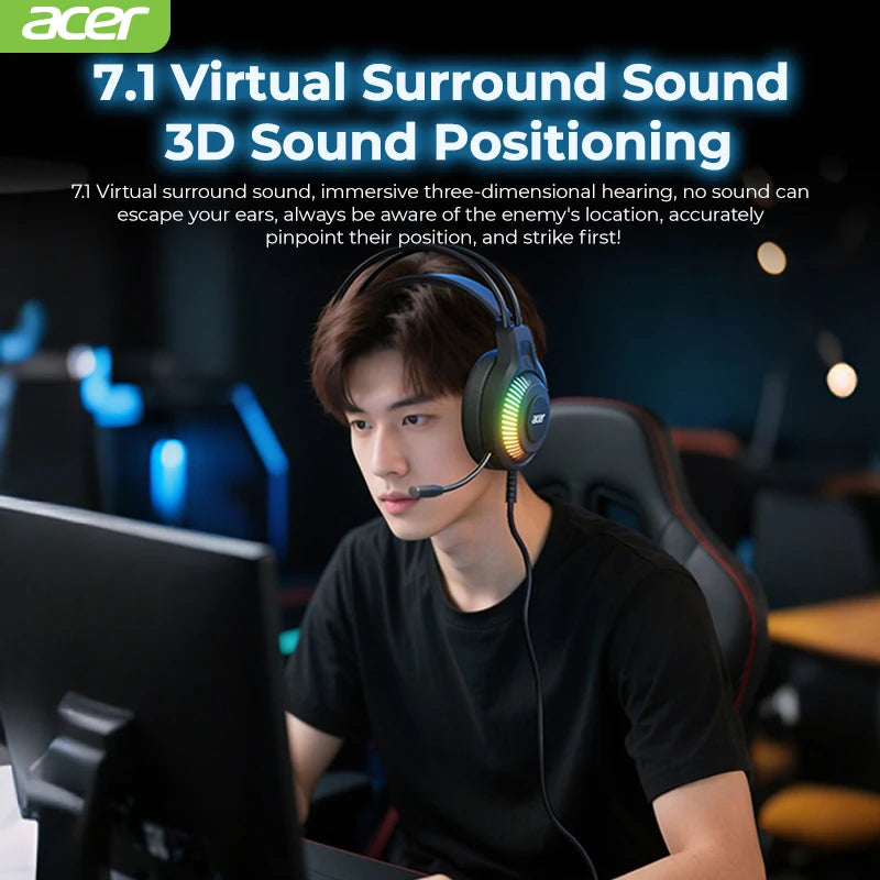 RGB kabelgebundene Gaming-Ohrhörer mit Mikrofon – Low-Latency-Surround-Sound-Gaming-Headset mit cooler RGB-Beleuchtung, Geräuschisolierung und komfortabler Passform