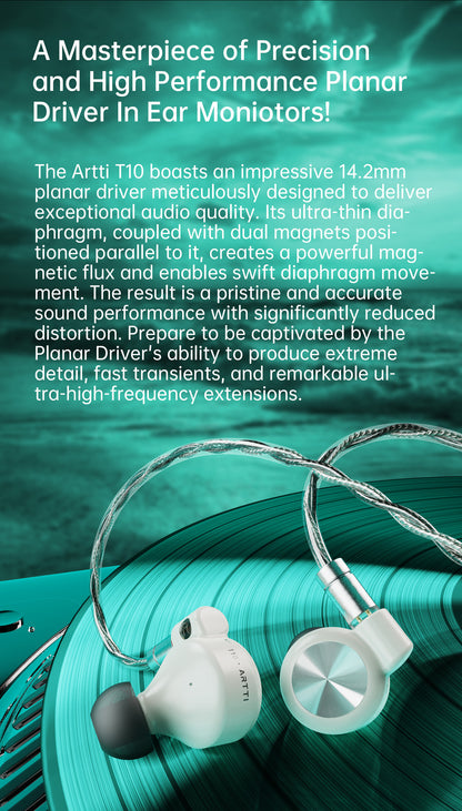 ARTTI T10&R1&R2 In-Ear HiFi Earphones Wired IEMs Monitors 14.2mm Planar Driver Textured Bass 0.78mm 2pin & 3.5MM/4.4MM Connector