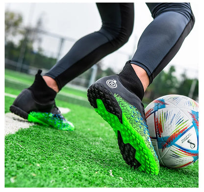 1 paire de chaussures de football pour hommes, résistantes à l'usure, antidérapantes, avec crampons longs et courts, idéales pour les matchs sur gazon extérieur, pour étudiants et adultes