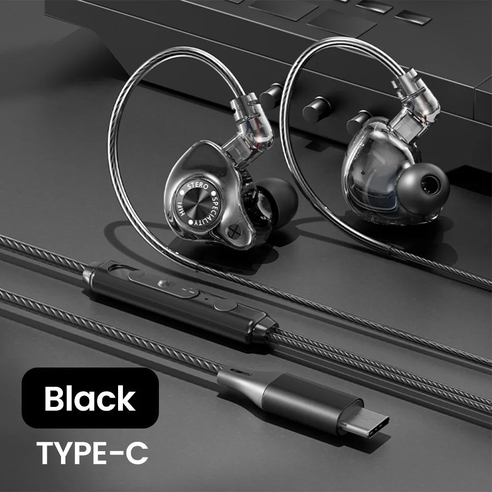 Original 15D Super Bass In-Ear Headphone With Mic 3.5mm AUX/Type-C Digital Chip Headset For iPhone 17 Huawei Xiaomi Android