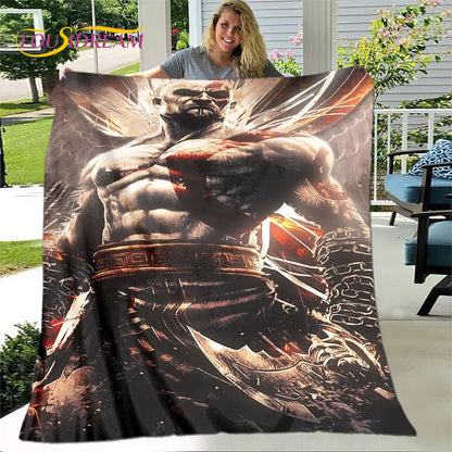 Game God of War Gamers Soft Plush Blanket,Flannel Blanket Throw Blanket for Living Room Bedroom Bed Sofa Picnic Cover Bettdecke