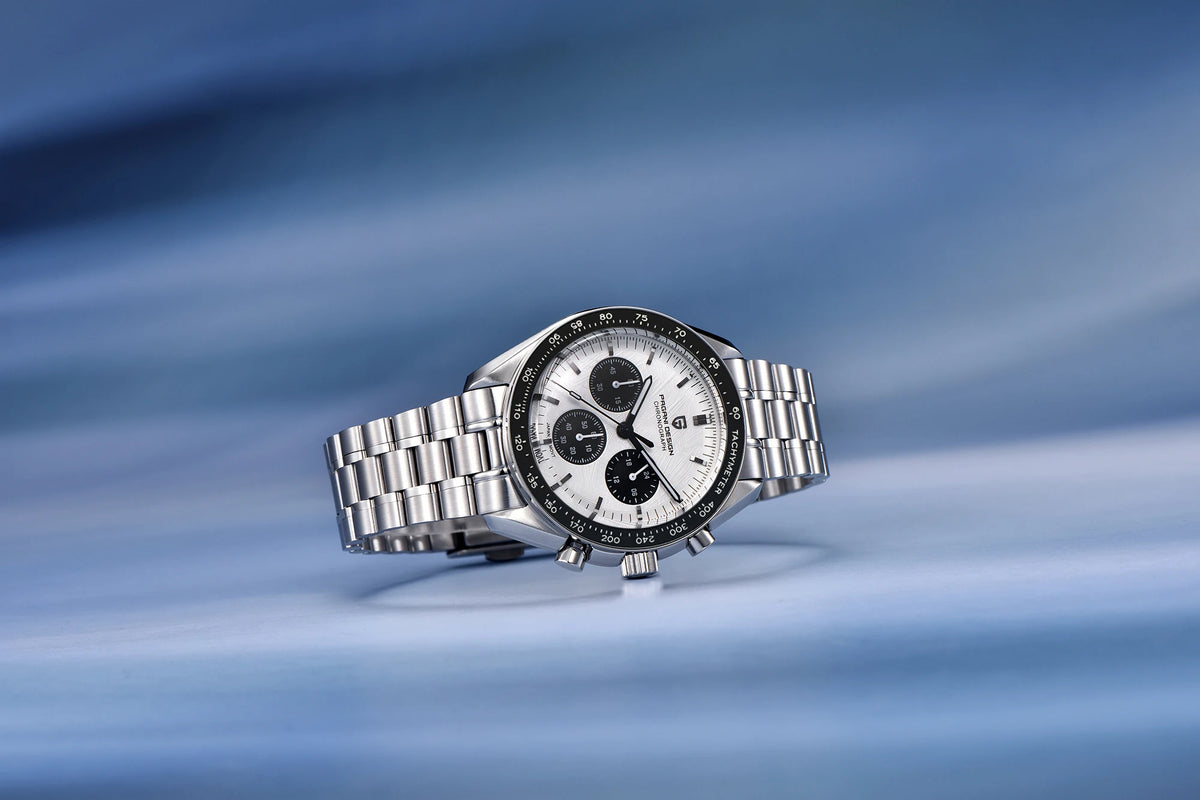 PAGANI DESIGN ‘New Moon’ Men’s Watch – Luxury quartz watch, chronograph, sapphire crystal with anti-reflective coating, ceramic bezel, luminescent hands