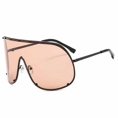 2025 Oversized Metal Rimless Integrated Windproof Sunglasses For Women Trends Y2k Luxury Brand Design Sun Glasses Unisex UV400