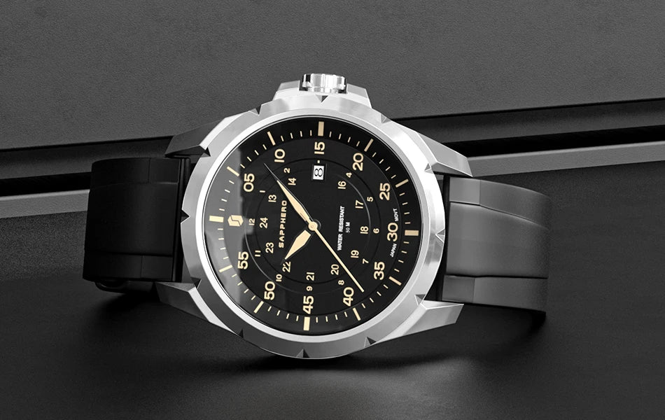 SAPPHERO Herrenuhr – Luxuriöse Quarzuhr, wasserdicht bis 50 m, ausgestattet mit einem importierten Uhrwerk und einem Edelstahlgehäuse – Eine ideale Geschenkidee für Herren.