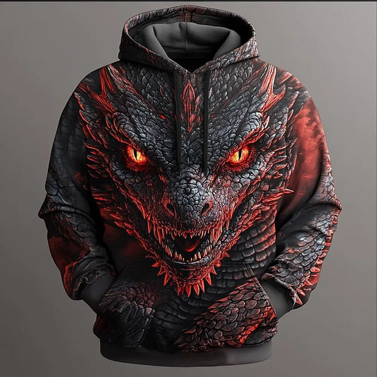 Vyriškas Dragon 3D džemperis su gobtuvu, madingas ir stilingas kasdienai, ilgomis rankovėmis, apvalia iškirpte, vakarėliams ir atostogoms, gatvės stiliaus, rudens ir žiemos sportinio kostiumo striukė