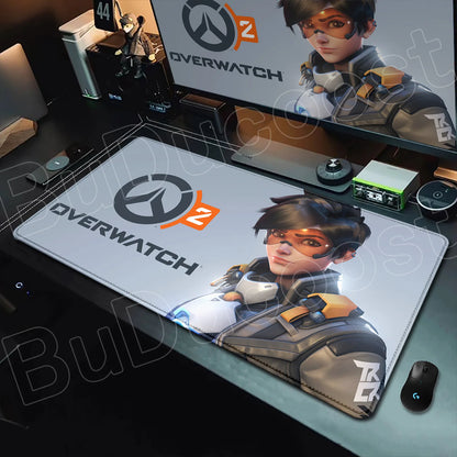 Tapete de rato gaming Overwatch Anime Girl grande XXL com impressão HD, base para teclado de computador, portátil e escritório, tapete de secretária em borracha macia 900x400 MM