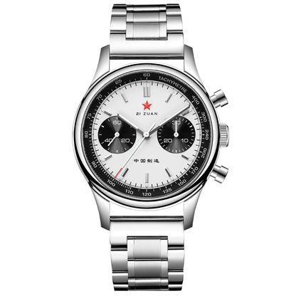 Red Star Panda Men's 1963 Chronograph Mechanical Wristwatch Seagull ST1901 Movement Gooseneck 40mm Luminous Sapphire Pilot Watch