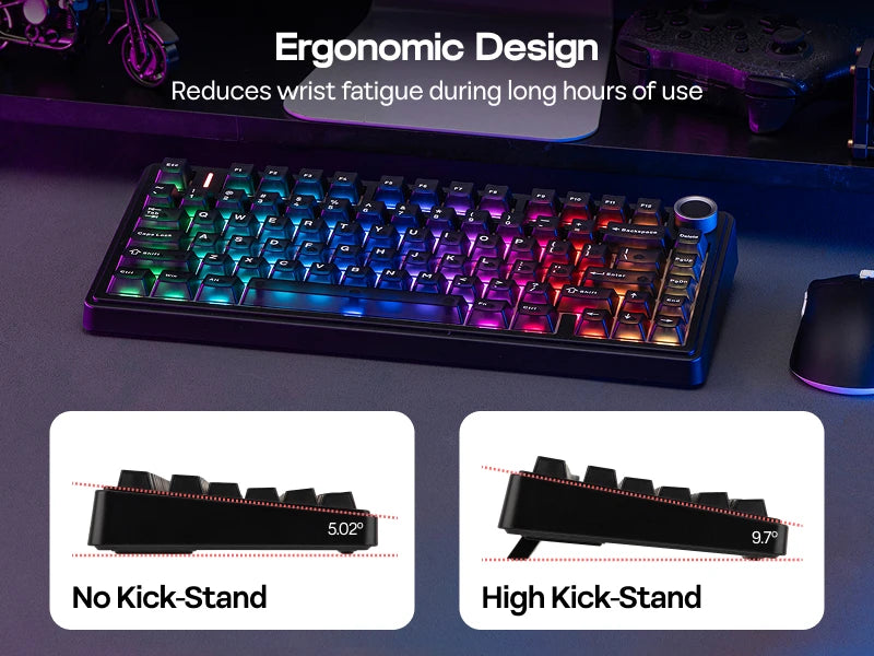 Teclado Mecânico EPOMAKER x AULA F75 Ultra VIA Programável 75% ANSI US QWERTY com Gasket, com Fios/Bluetooth/2.4Ghz Sem Fios
