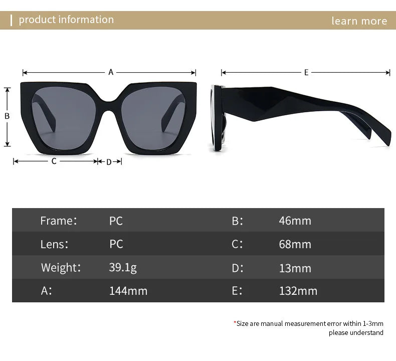 New Retro Designer Oversized Square Sunglasses For Women Men Luxury Brand Fashion Sun Glasses Ins Trending Ladies Shades UV400