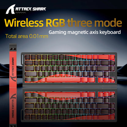 X68HE ATTACK SHARK Magnetic Gaming Keyboard Mechanical Wired for Pro Gaming 0.01mm Rapid Trigger 8000Hz SOCD/Rs 0.125ms 128K Rate