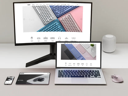 Rato Sem Fios Recarregável Multimodo Rapoo MT760L/MT760M, Ergonómico, 4000 DPI, Suporte para Até 4 Dispositivos, Rato Bluetooth