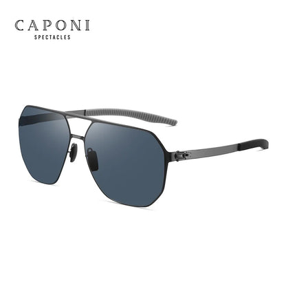 CAPONI Nylon Sunglasses For Men Super Elastic Bio-Steel Polarized Driving Sun Glasses UV400 Protect Brand Design Shades CP23017
