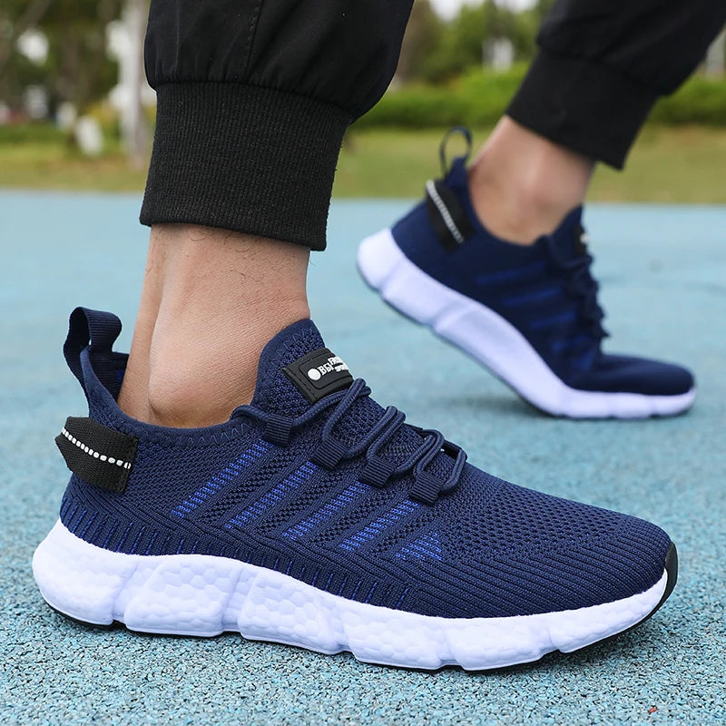 Chaussures de course légères pour hommes, baskets de marche tricotées en maille respirante, pour l'exercice en plein air, nouvelle collection été