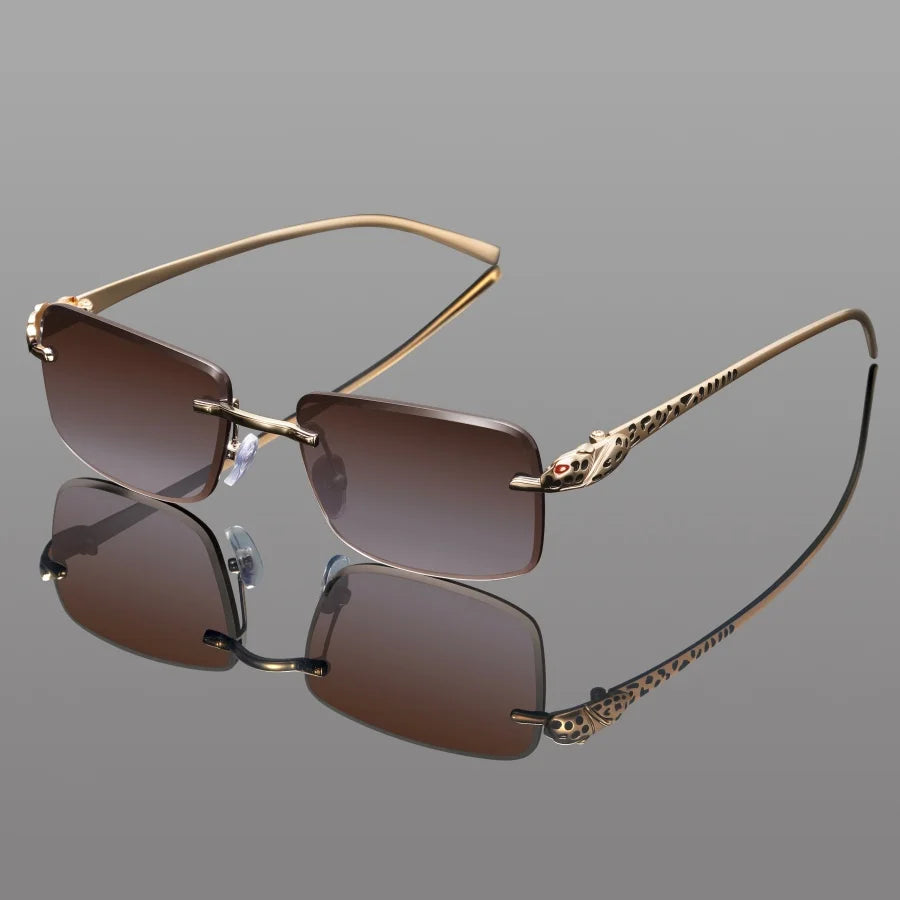 Fashion Rimless Rectangle Sunglasses Women Gradient Y2K Sun Glasses Shades Men