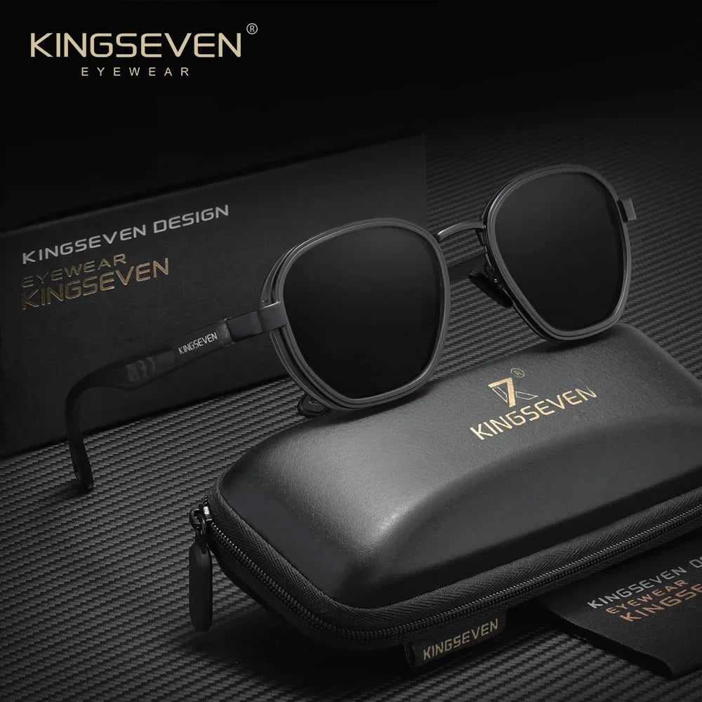 KINGSEVEN  Small Round Sunglasses Men Polarized Women Eyewear Retro Style Luxury Travel Glasses Shades UV400