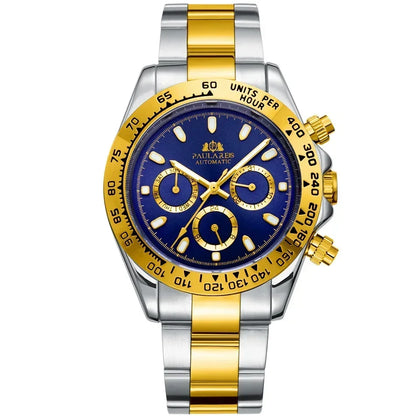 Automatic Watches for Men Mechanical Self Weind Gold Stainless Steel Glacier Ice Blue Chestnut Brown Bezel Reloj Hombre Baratos