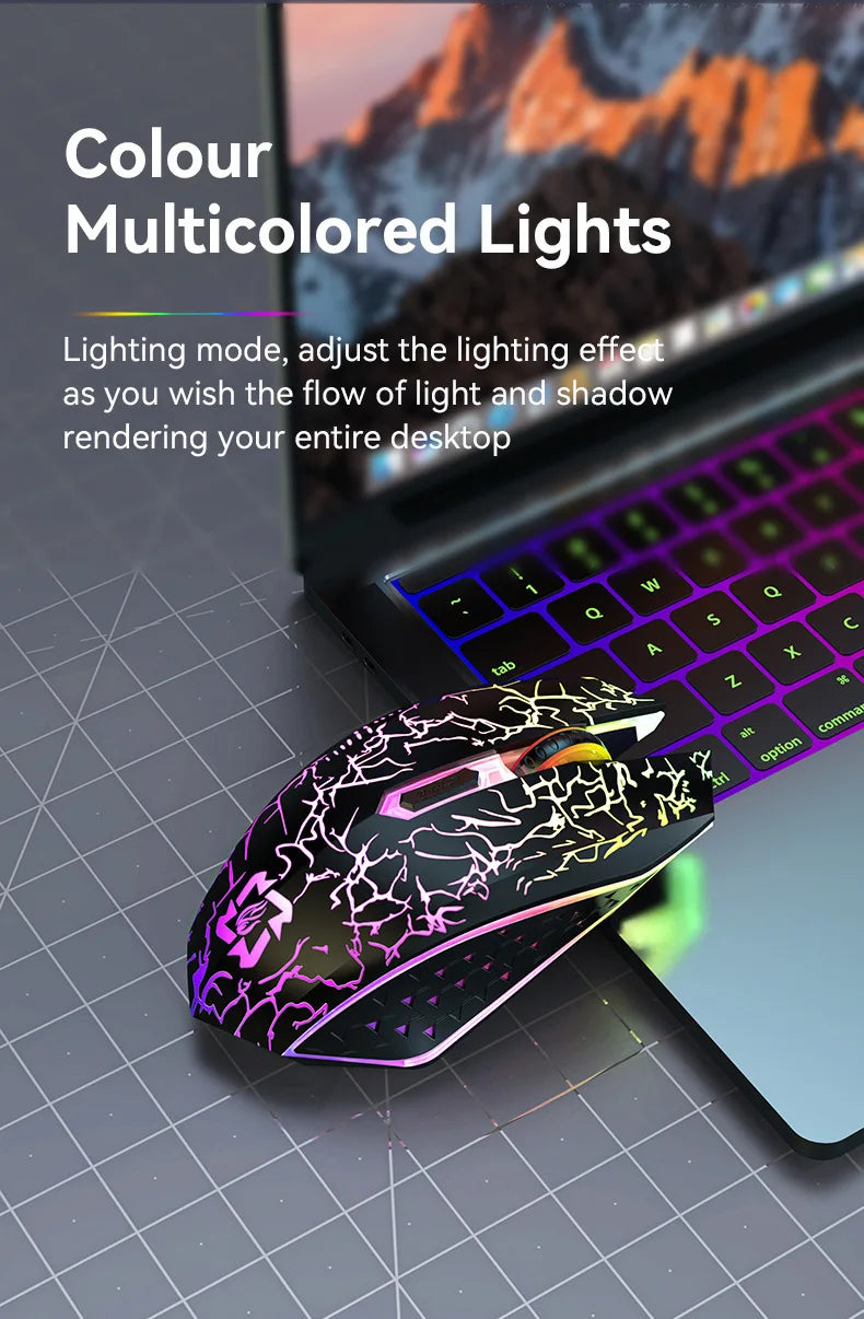Ratón inalámbrico Bluetooth 2.4GHz recargable con retroiluminación RGB, 1600 DPI, diseño ergonómico, ratón gaming para PC, portátil y Macbook