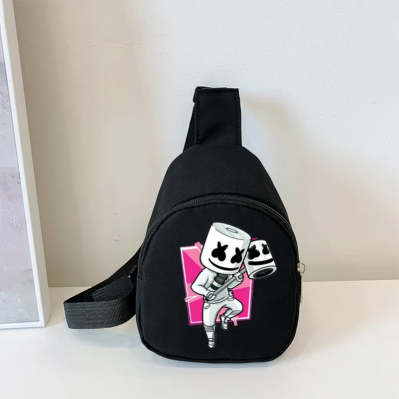 Fortnite Umhängetasche mit Game-Print für Kinder, Mini-Brusttasche, klassische schwarze Schultertasche und Geldbörse, geeignet für Schule und Outdoor-Aktivitäten