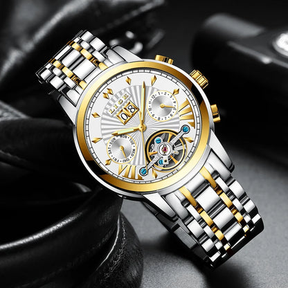 LIGE muške automatske mehaničke ručne satove – vrhunski luksuzni sat s tourbillonom, elegantan i vodootporan model, idealan za posao ili formalne prigode.