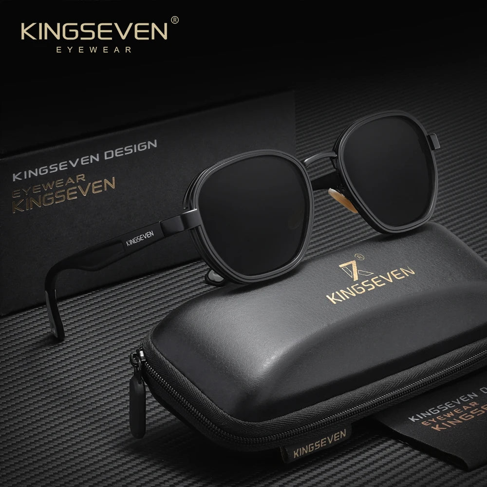 KINGSEVEN  Small Round Sunglasses Men Polarized Women Eyewear Retro Style Luxury Travel Glasses Shades UV400