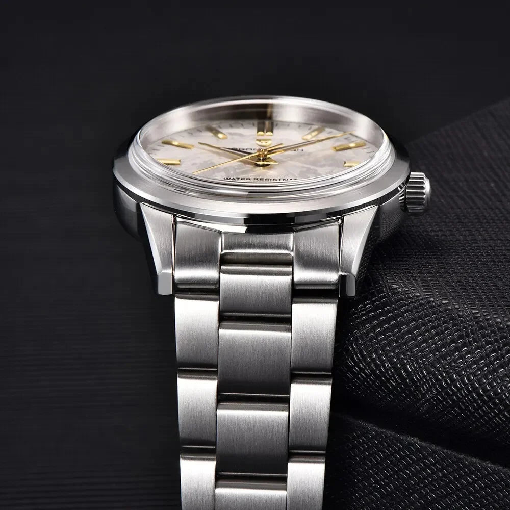 Relógio masculino PAGANI DESIGN 40MM com mostrador de meteorito, quartzo, luxo business, safira, aço inoxidável 316L, resistente à água 100M