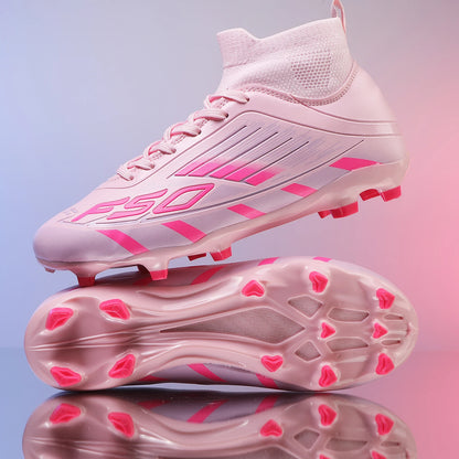 Nouvelles chaussures de football professionnelles pour hommes, chaussures de sport à cheville haute, chaussures de football TF/FG pour garçons, unisexes, antidérapantes, confortables