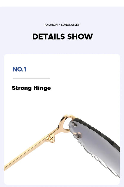 Retro Sunglasses Women Brand Designer Rimless Sun Glasses Fashion Shades Irregular Cutting Lens Ladies Frameless Eyeglasses