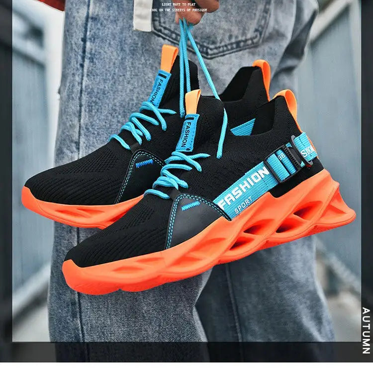 Zapatillas deportivas casual moradas de moda en oferta para mujer y hombre, calzado running con suela tipo blade, talla grande 48, ligeras y transpirables, zapatillas deportivas de malla para hombre