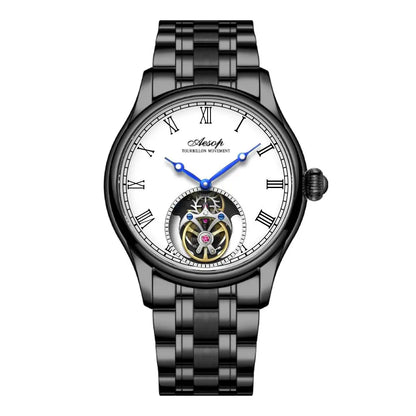 AESOP Mens Mechanical Wristwatches Flying Tourbillon Movement Skeleton Watch for Men Man Luxury Clocks Real Tourbillon Watch