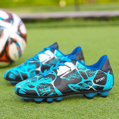 Chaussures de football pour jeunes enfants AG, crampons pour terrain ferme, lacets, antidérapantes, pour garçons et filles, chaussures de football pour adolescents, chaussures d'entraînement professionnelles.